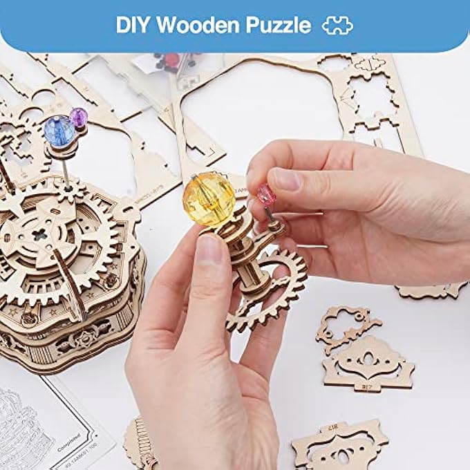 3D PUZZLES FOR ADULTS MODEL KITS FOR ADULTS HOBBIES FOR MEN/WOMEN ROTATING STARRY NIGHT WOODEN PUZZLE MUSIC BOX AMK51 - Image 2